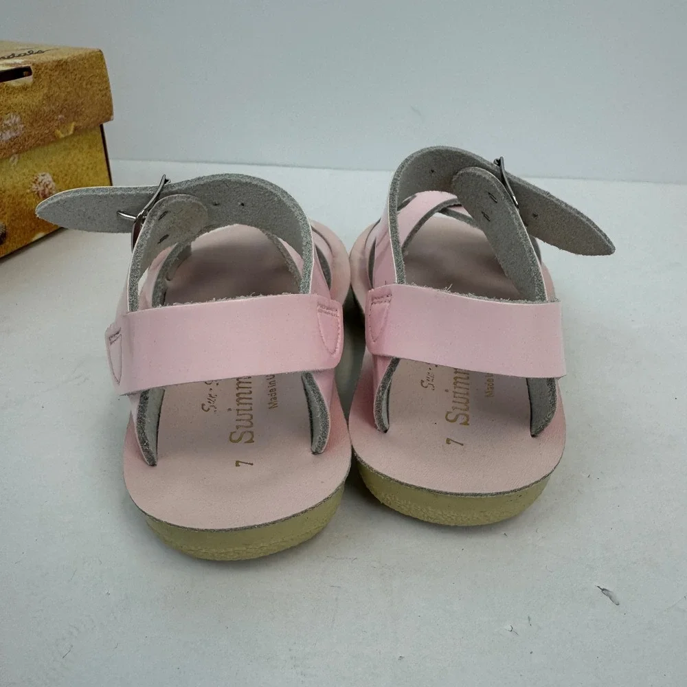 Sun-San Salt Water Swimmer Sandals Pink Patent Leather Kids Size 7 800-819